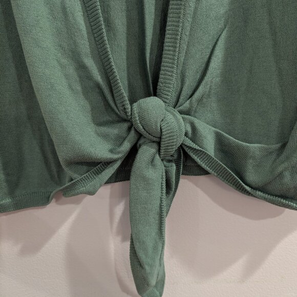 PERUVIAN CONNECTION Nwt Nikki Tie Waist Cardigan XL Green Thyme Pima Cotton - Picture 5 of 10